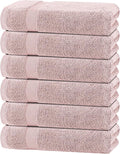 White Classic Wealuxe Pink Bath Towels 24x50 Inch, Cotton Towel Set for Bathroom, Hotel, Gym, Spa, Soft Extra Absorbent Quick Dry 6 Pack