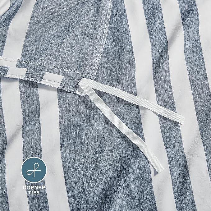 Bare Home Bedding Duvet Cover Extra Long Size - Premium 1800 Super Soft Collection - Lightweight - Soft Textured Duvet Cover (Twin/Twin XL, Stripe - Heathered Midnight Blue)