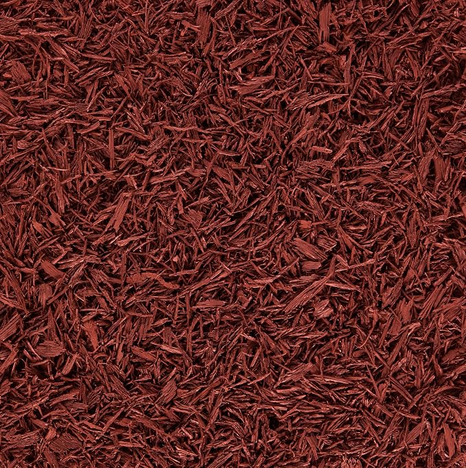 Premium Shredded Rubber Mulch for Gardens, Lawns, and Landscaping | Long Lasting Color | Looks Like Natural Wood Mulch (37.5 CU. CT. - 675 LBS, Red)