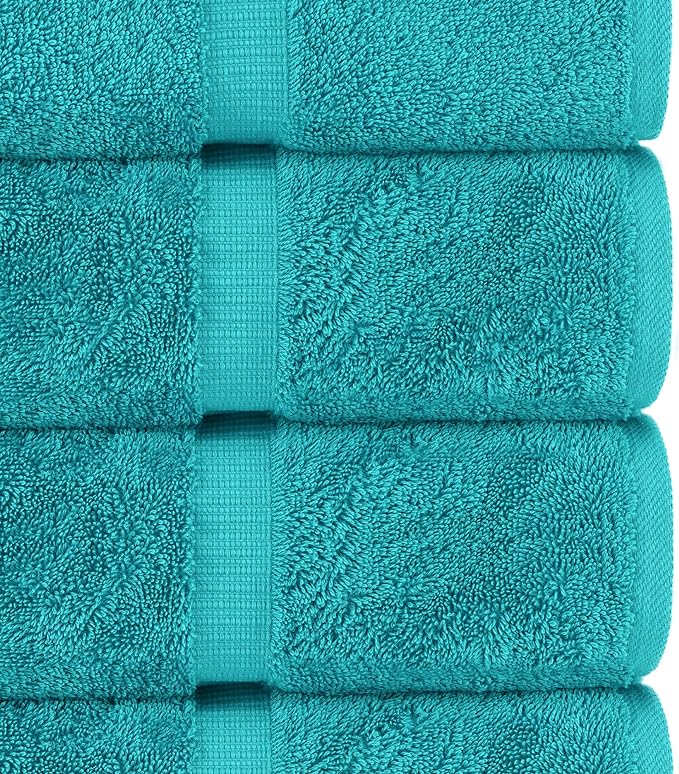 Chakir Turkish Linens 6 Piece Towels Set, 100% Cotton Luxury Turkish Towels for Bathroom, Soft Absorbent Bath Towel Set with 2 Bath Towels 2 Hand Towels 2 Washcloths, Aqua
