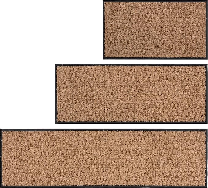 Anji Mountain AMB0BT4F-001 Black Rubber Boot/Shoe Tray with Coir, Fits 4 Pair (46.5" Wide), Tan Insert