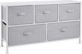 Amazon Basics Extra Wide Fabric 5-Drawer Storage Organizer Unit for Bedroom Closet, White