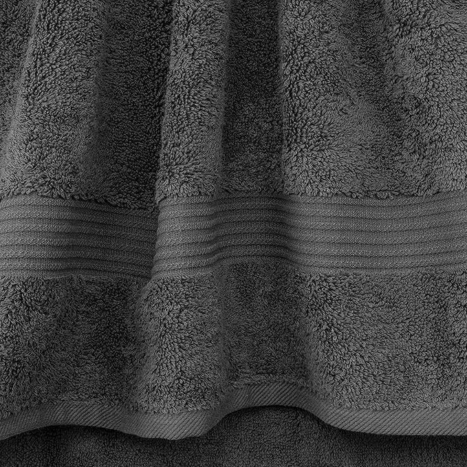 Cotton Paradise 100% Cotton Turkish Towel Set, Soft Absorbent Quick Dry, 4 Piece Washcloth Set, Dark Gray