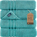 Hawmam Linen Teal Turquoise Bath Towels 4 Pack Soft and Absorbent, Premium Quality Perfect for Daily Use 100% Cotton Towel 600 GSM