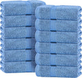 White Classic Light Blue Hand Towels for Bathroom [12 Pack] Cotton Hand Towel Bulk for Gym, Kitchen and Spa, 16x27 Inches Soft Highly Absorbent Quick Dry Terry Salon Towels