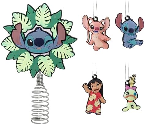 Hallmark Disney Stitch Mini Christmas Tree Topper and Ornaments, Set of 5