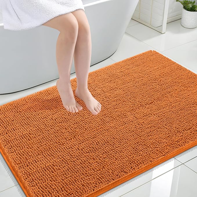 OLANLY Large Bathroom Rugs 47x32, Extra Soft Absorbent Chenille Bath Rugs, Rubber Backing Quick Dry, Machine Washable Bath Mats for Bathroom Floor, Tub and Shower, Home Decor Accessories, Clay