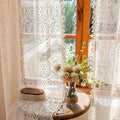 Sutuo Home Beige Boho Sheer Curtains 84 inches Long for Living Room Bedroom,Floral Lace Victorian Curtains 2 Panels Crochet Privacy Bohemian Farmhouse Vintage Tassels Cottage Decor Rod Pocket, 50" W