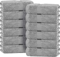 White Classic Light Gray Hand Towels for Bathroom [12 Pack] Cotton Hand Towel Bulk for Gym, Kitchen and Spa, 16x27 Inches Soft Highly Absorbent Quick Dry Terry Salon Towels