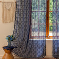 Sutuo Home Navy Blue Boho Sheer Curtains 84 inches Long 2 Panels for Bedroom Living Room, Lace Floral Tassels Curtains Crochet Bohemian Farmhouse Vintage Privacy Window Treatments Rod Pocket, 50" W