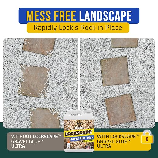 Lockscape Rock Glue for Landscaping | Gravel Glue Ultra Concentrated (1 Gallon) - Super Adhesive, Non-Toxic, Easy to Apply Dries Clear - Decomposed Granite Stabilizer with Extensive Coverage Pet Safe