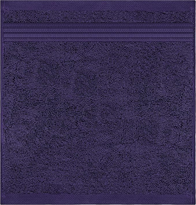 American Veteran Towel, 100% Cotton Turkish Washcloths for Bathroom Essentials 4 Pack, Soft Absorbent Wash Cloths Quick Drying Small Towels Washrags, Purple