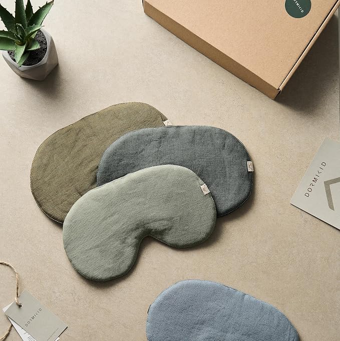 2-Pack Linen Eye Sleep Mask Oversized for Sleeping • Organic Oeko-TEX Standard • Blackout Eye Shade Cover • Adjustable Strap • Breathable Travel Meditation Essential •Gift idea Woman Man (Sage+Natur)