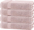 White Classic Pink Bath Towels 27x54 Inch, Cotton Towel Set for Bathroom, Hotel, Gym, Spa, Soft Extra Absorbent Quick Dry 4 Pack