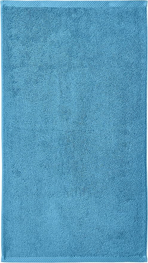 Amazon Basics 8-Pack Lightweight Quick-Dry Hand Towels, 100% Cotton, 28" x 16", Lake Blue