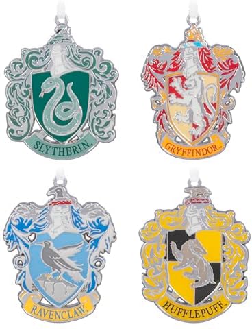 Hallmark Keepsake Christmas Ornaments, Harry Potter Hogwarts House Crest, Metal, Set of 4, Gifts for Harry Potter Fans