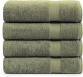 LANE LINEN Bath Towel Set 100% Cotton 4 Piece Soft Absorbent - Oil Green | Shower Towels - Generously Sized, Oversized & Roomy, Lightweight & Breathable, Fade-Resistant Color, Classic Terry Weave