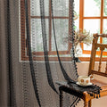 Sutuo Home Lace Boho Curtains 2 Panels for Kitchen Nursery, Semi Sheer Curtains Crochet Vintage Chic Tassels Bohemian Rustic Long Strips Privacy Window Treatments Geometry Rod Pocket, 50" x 63" Black