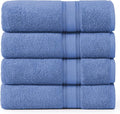LANE LINEN 100% Cotton 4 Pack Bath Sheets (35"x66") - Zero Twist Cotton Extra Large Bathroom Towels - Quick Dry, Soft & Absorbent Oversized Bath Towels - Machine Wash in Cold Water - Cerulean Blue