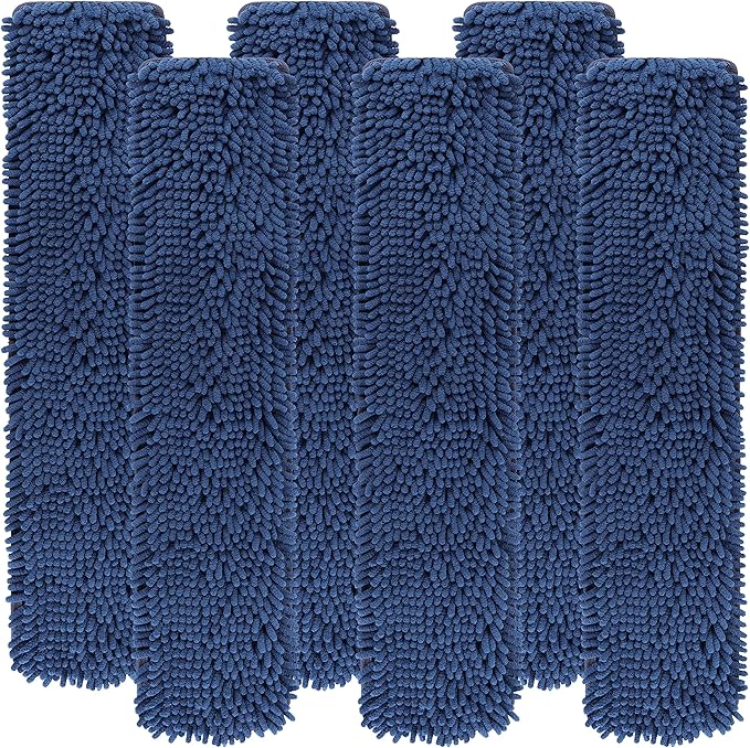24 Inch Microfiber Chenille Coral Washable Flat Mop Pad Refills(Pack of 6)