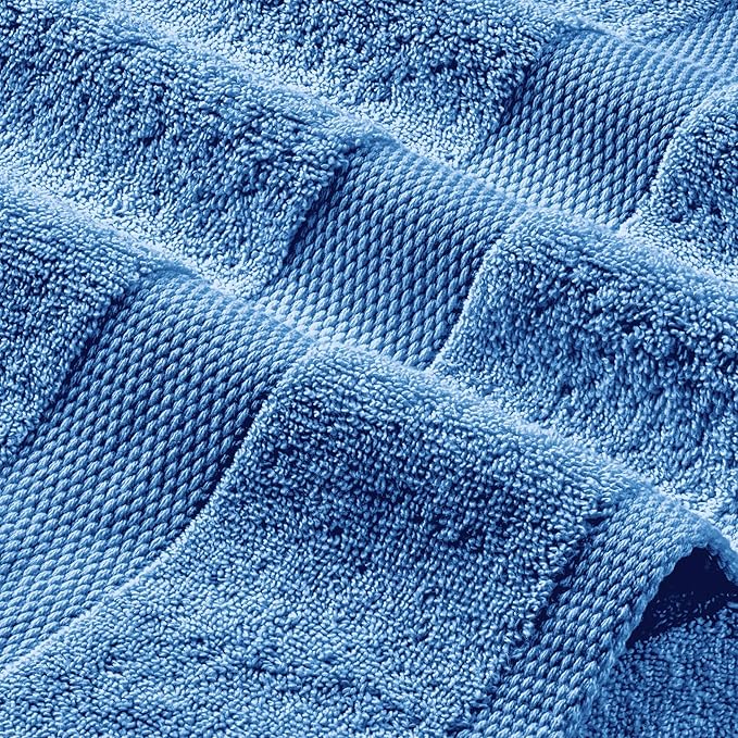 White Classic Light Blue Hand Towels for Bathroom [12 Pack] Cotton Hand Towel Bulk for Gym, Kitchen and Spa, 16x27 Inches Soft Highly Absorbent Quick Dry Terry Salon Towels