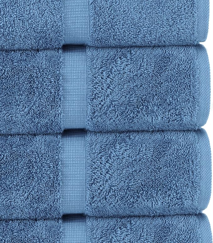 Chakir Turkish Linens 6 Piece Towels Set, 100% Cotton Luxury Turkish Towels for Bathroom, Soft Absorbent Bath Towel Set with 2 Bath Towels 2 Hand Towels 2 Washcloths, Wedgewood