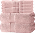 White Classic Luxury Bath Towel Set of 8 Pieces - 100% Turkish Cotton Highly Absorbent Towels for Bathroom, 2 Luxury Bath Towels 700GSM, 2 Hand Towels, 4 Washcloths, Pink