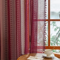 Sutuo Home Burgundy Boho Lace Curtains 72 inch Lengh for Nursery Bedroom Bathroom, Red Semi Sheer Curtains Privacy Crochet Vintage Tassels Bohemian Drapes Window Treatments Rod Pocket, 2 Panels 50" W