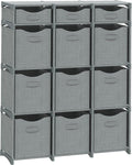 Cube Storage Organizer with 12 Storage Bins Included – Storage Cubes for Home Organization, Toy Storage, Office Storage, Living Room Storage, and General Storage Solution (Grey)
