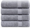 LANE LINEN Bath Sheets 100% Cotton 4 Pack Oversized Soft - Grey | Oversized Shower Sheets - Generously Sized, Oversized & Roomy, Lightweight & Breathable, Fade-Resistant Color