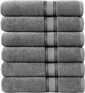LANE LINEN Luxury Bath Towels Set of 6 (24" x 48") - 100% Cotton, Quick Dry, Soft Bathroom Towels - Cool Grey